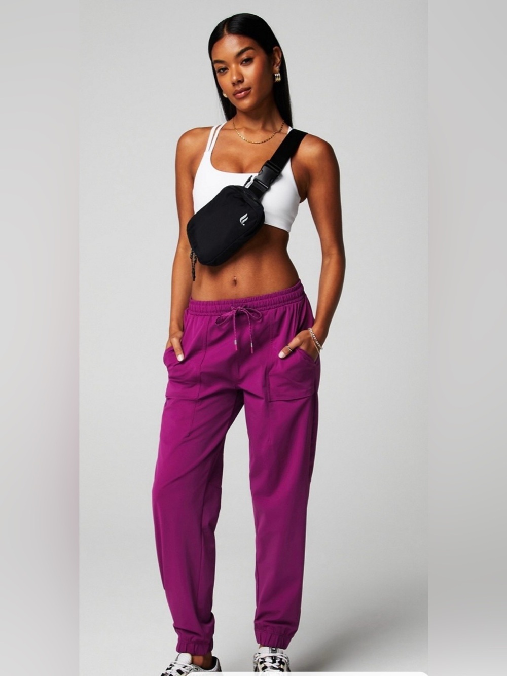 Fabletics Magenta Drawstring Track Joggers